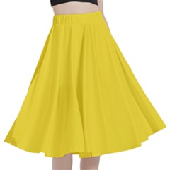 Butter Yellow	 - 	a-line Full Circle Midi Skirt With Pocket by ColorfulWomensWear