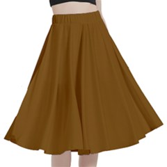 Just Brown	 - 	a-line Full Circle Midi Skirt With Pocket by ColorfulWomensWear