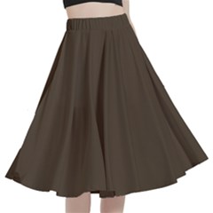 Cedar Brown	 - 	a-line Full Circle Midi Skirt With Pocket by ColorfulWomensWear