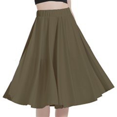 Martini Olive Brown	 - 	a-line Full Circle Midi Skirt With Pocket by ColorfulWomensWear