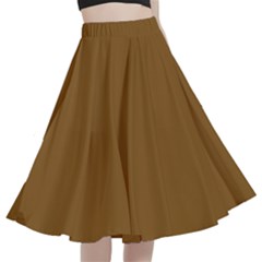 Dirt Brown	 - 	a-line Full Circle Midi Skirt With Pocket by ColorfulWomensWear