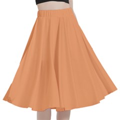 Medium Papaya Orange	 - 	a-line Full Circle Midi Skirt With Pocket