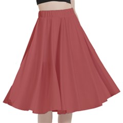 Deep Chestnut Red	 - 	a-line Full Circle Midi Skirt With Pocket