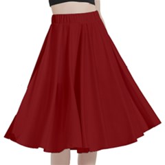 Maroon Red	 - 	a-line Full Circle Midi Skirt With Pocket