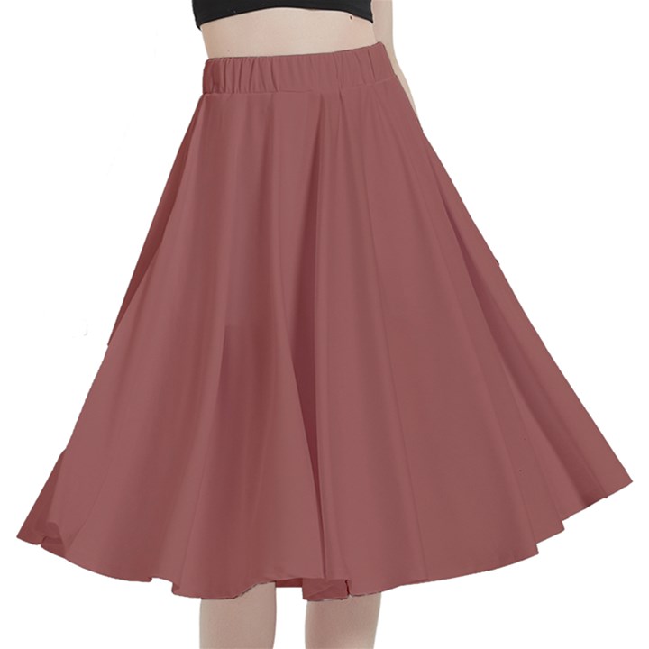 Redwood Red	 - 	A-Line Full Circle Midi Skirt With Pocket