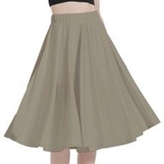 Twill Brown	 - 	a-line Full Circle Midi Skirt With Pocket by ColorfulWomensWear