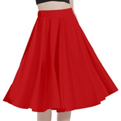 Rosso Corsa Red	 - 	a-line Full Circle Midi Skirt With Pocket