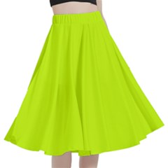 Volt Yellow	 - 	a-line Full Circle Midi Skirt With Pocket