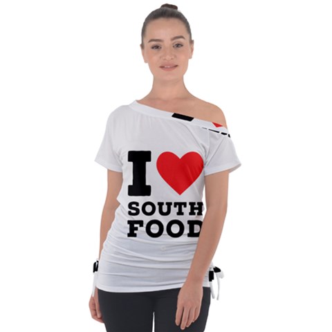 I Love South Food Off Shoulder Tie-up Tee by ilovewhateva