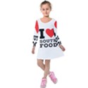 I love south food Kids  Long Sleeve Velvet Dress View1