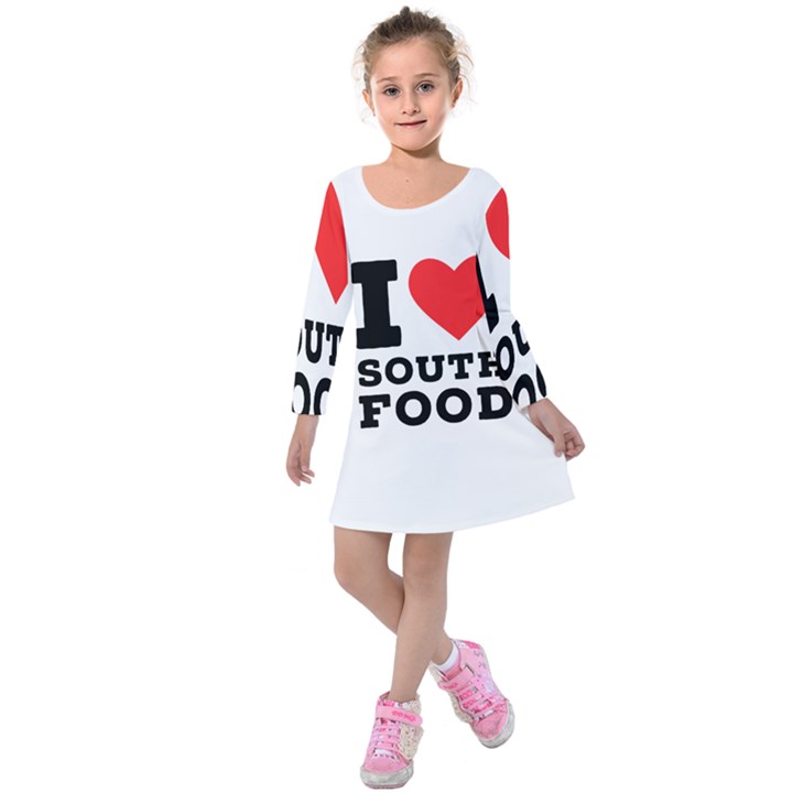 I love south food Kids  Long Sleeve Velvet Dress