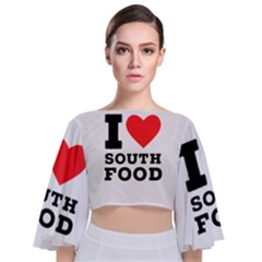 I Love South Food Tie Back Butterfly Sleeve Chiffon Top by ilovewhateva