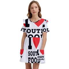 I Love South Food Kids  Frilly Sleeves Pocket Dress by ilovewhateva