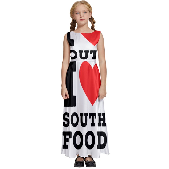 I love south food Kids  Satin Sleeveless Maxi Dress