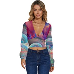 Colourful Abstract Long Sleeve Deep-v Velour Top by ugoarts