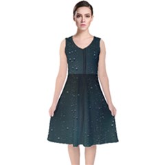 Droplets V-neck Midi Sleeveless Dress  by ugoarts