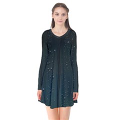 Droplets Long Sleeve V-neck Flare Dress