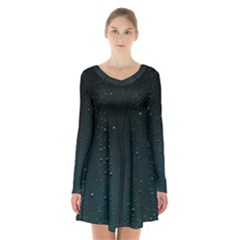 Droplets Long Sleeve Velvet V-neck Dress