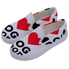 I Love Dog Food Kids  Canvas Slip Ons by ilovewhateva