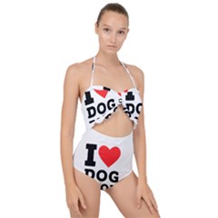 I Love Dog Food Scallop Top Cut Out Swimsuit by ilovewhateva