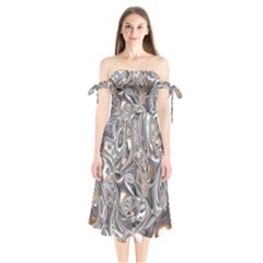 Shiny Abstract Shoulder Tie Bardot Midi Dress by ugoarts