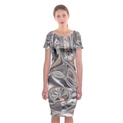 Shiny Abstract Classic Short Sleeve Midi Dress