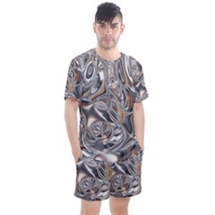 Shiny Abstract Men s Mesh Tee And Shorts Set