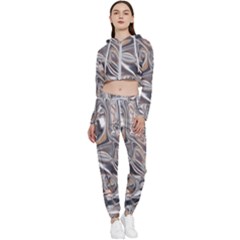 Shiny Abstract Cropped Zip Up Lounge Set by ugoarts