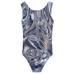 Shiny Abstract Kids  Cut-out Back One Piece Swimsuit