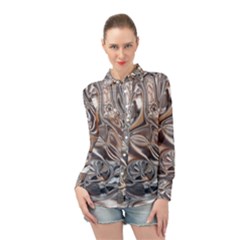 Shiny Abstract Long Sleeve Chiffon Shirt