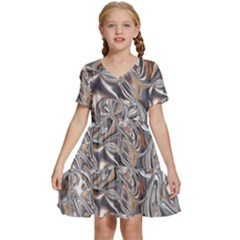 Shiny Abstract Kids  Short Sleeve Tiered Mini Dress by ugoarts