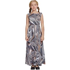 Shiny Abstract Kids  Satin Sleeveless Maxi Dress by ugoarts