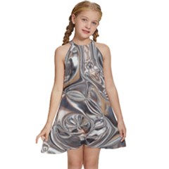 Shiny Abstract Kids  Halter Collar Waist Tie Chiffon Dress by ugoarts