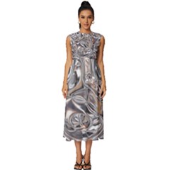 Shiny Abstract Sleeveless Round Neck Midi Dress by ugoarts