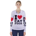 I love cat food V-Neck Long Sleeve Top View1