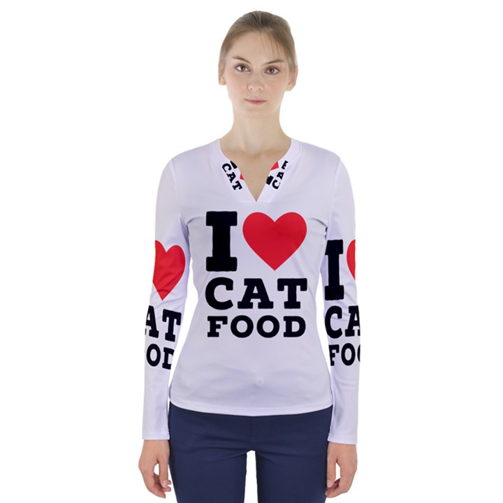 I love cat food V-Neck Long Sleeve Top