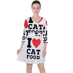 I Love Cat Food Quarter Sleeve Ruffle Waist Dress by ilovewhateva