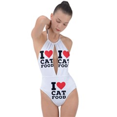 I Love Cat Food Plunge Cut Halter Swimsuit by ilovewhateva