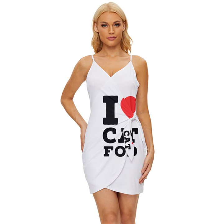 I love cat food Wrap Tie Front Dress