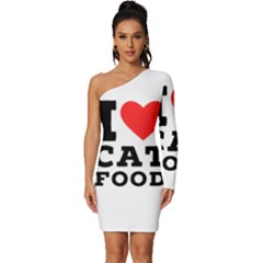 I Love Cat Food Long Sleeve One Shoulder Mini Dress by ilovewhateva