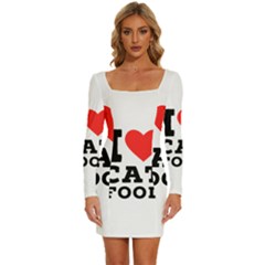 I Love Cat Food Long Sleeve Square Neck Bodycon Velvet Dress by ilovewhateva