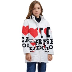 I Love Sea Food Kids  Hooded Longline Puffer Jacket by ilovewhateva