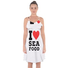 I Love Sea Food Ruffle Detail Chiffon Dress by ilovewhateva