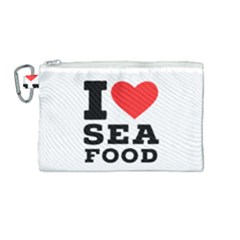 I Love Sea Food Canvas Cosmetic Bag (medium) by ilovewhateva