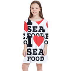 I Love Sea Food Kids  Quarter Sleeve Skater Dress by ilovewhateva