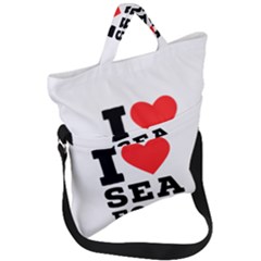 I Love Sea Food Fold Over Handle Tote Bag by ilovewhateva