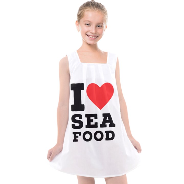 I love sea food Kids  Cross Back Dress