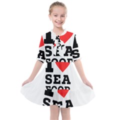 I Love Sea Food Kids  All Frills Chiffon Dress by ilovewhateva