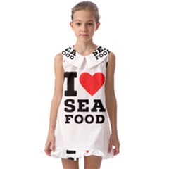 I Love Sea Food Kids  Pilgrim Collar Ruffle Hem Dress by ilovewhateva