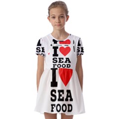 I Love Sea Food Kids  Short Sleeve Pinafore Style Dress by ilovewhateva